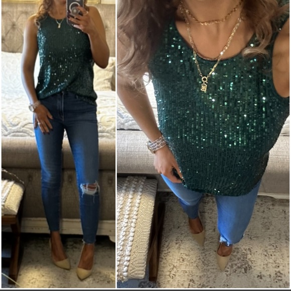 Tops Newstunning Emerald Green Sequin Top Poshmark